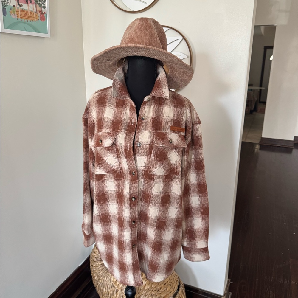 Simply Southern Brown Plaid Button Down Shirt